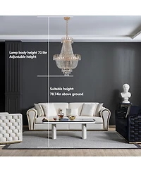 Clihome Gold Crystal Chandeliers, Large Contemporary Luxury Ceiling Lighting (Without Bulb)