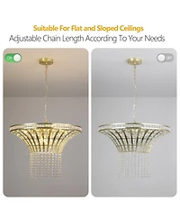 Clihome 8-Light Wide Crystal Waterfall Chandelier