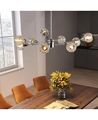Clihome Modern Crystal Chandeliers, 9 Lights Chandelier, Kitchen Light Fixtures (Bulbs Not Included)