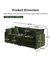 Maison Boucle 75.9'' Chenille Loveseat Sofa, Deep Seat 2 Seater, Solid Wood Frame