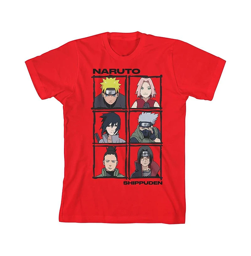 Naruto Shippuden Anime Characters Youth Boys Red Graphic Tee-xl