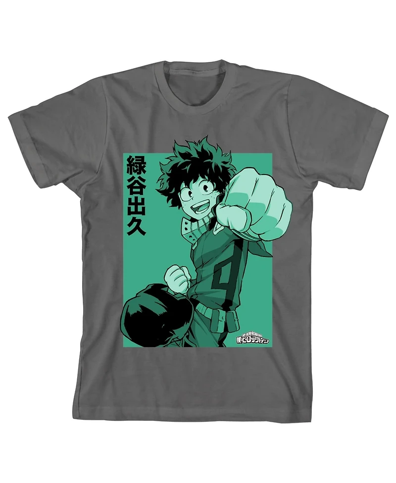 My Hero Academia Boys Deku Punch Charcoal T-shirt-xl