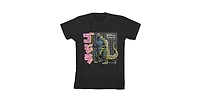 Godzilla Boys Grid & Kanji Crew Neck Short Sleeve Black T-shirt-xl