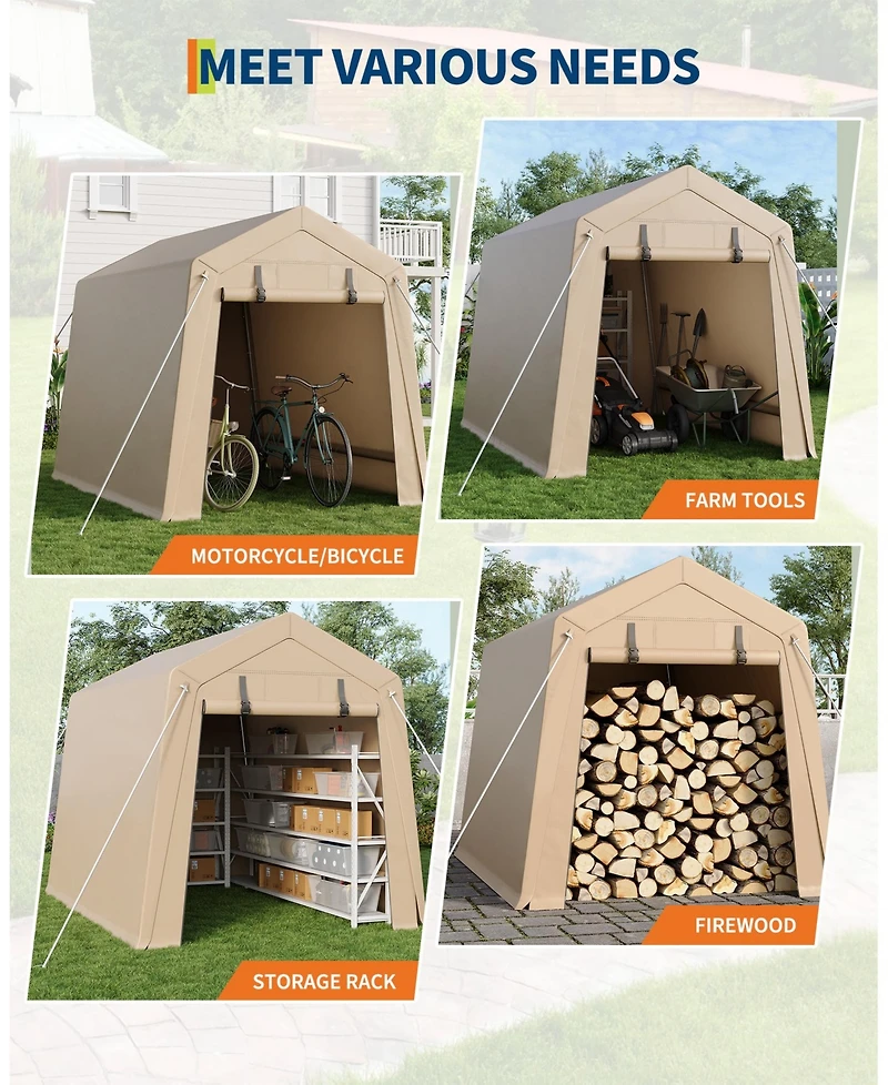 gaomon All-Weather Portable Outdoor Carport, Motorcycle Storage Shed for Bikes Firewood