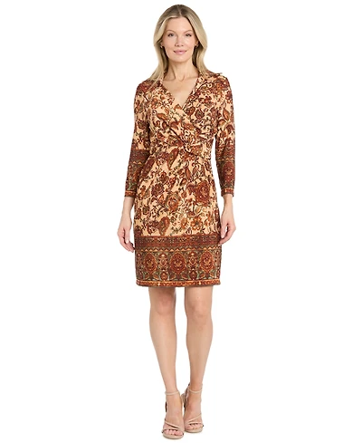 R & M Richards Women's Border-Print Knee-Length Dress