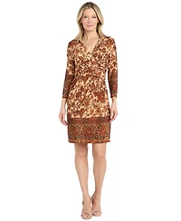 R & M Richards Women's Border-Print Knee-Length Dress