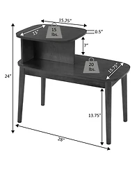 Convenience Concepts 15.75" Wood Maxwell Mid-Century 2-Tier Chairside End Table
