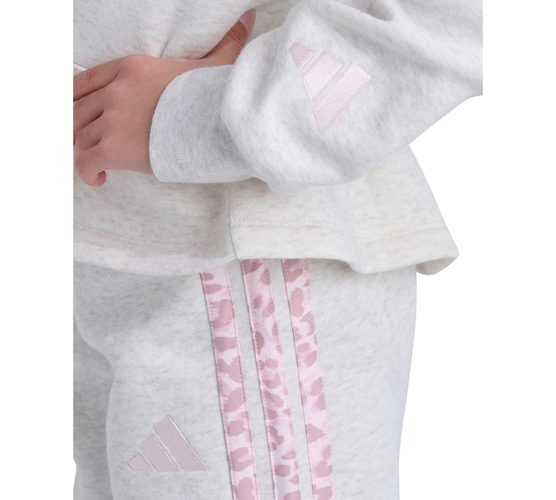 adidas Girls' 2T-6X Long-Sleeve Sweatshirt and Pants, 2-Piece Set