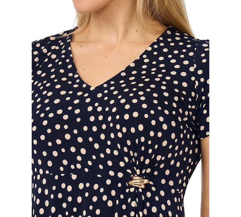 Msk Petite V-Neck Short-Sleeve Midi Dress