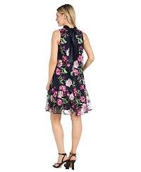 R & M Richards Petite Embroidered Trapeze Sleeveless Mini Dress