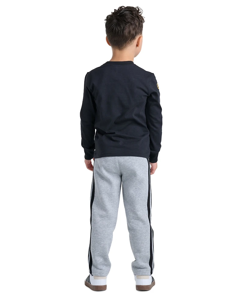 adidas Boys' 2T-7 Long-Sleeve Pullover T-Shirt and Pants, 2-Piece Set
