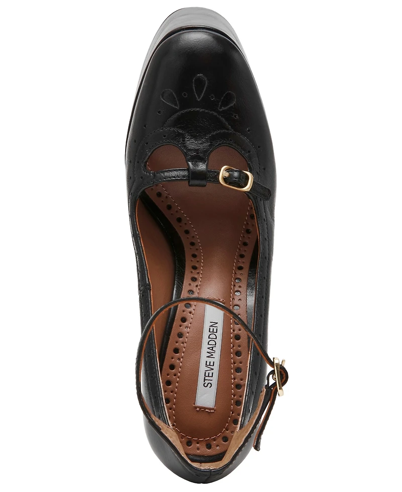 Steve Madden Women's Saxon High Platform Brogue Block Heel Pumps