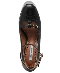 Steve Madden Women's Saxon High Platform Brogue Block Heel Pumps