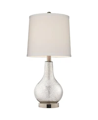 360 Lighting Ledger Modern Accent Table Lamps Set of 2 with Round Risers 22 3/4" High Mercury Glass Led Nightlight Fabric Drum Shade for Living Room