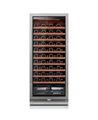 Ca'Lefort 24 inch Wine Cooler Refrigerator 90-Bottle,Freestanding/Built-In Wine Fridge 3LED stainless steel for Home/Bar/Office
