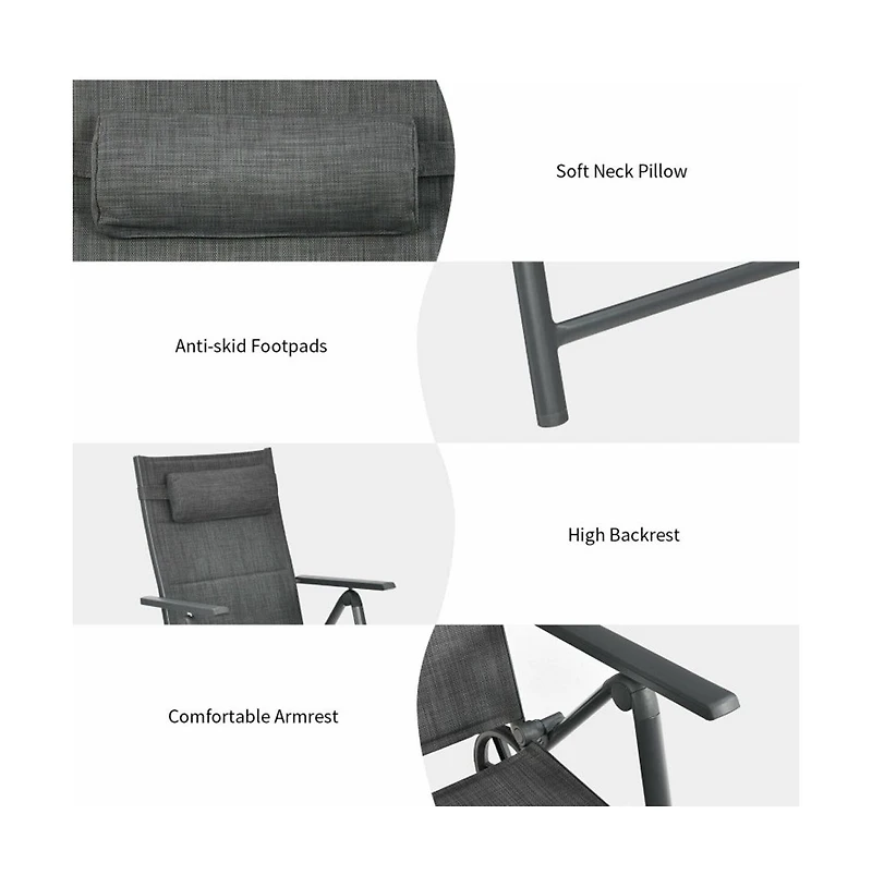 Boyel Living Patio Reclining Chaise Lounge with Adjust Neck Pillow