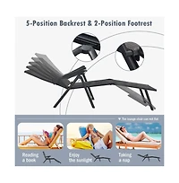 Boyel Living Patio Foldable Chaise Lounge Chair with Backrest and Footrest