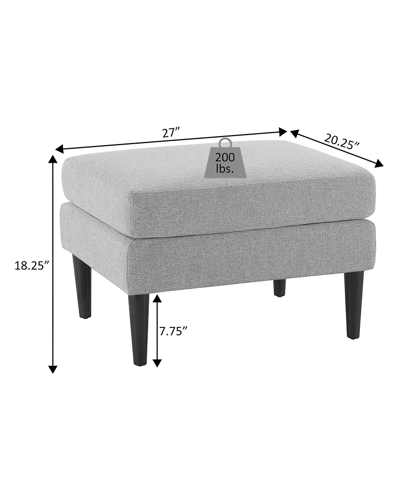 Convenience Concepts 27" Faux Linen Marlow Mid Century Ottoman