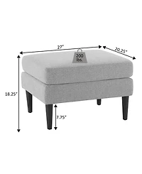 Convenience Concepts 27" Faux Linen Marlow Mid Century Ottoman