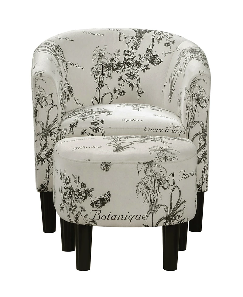 Convenience Concepts 26.25" Print Canvas Churchill Accent Chair with Ottoman