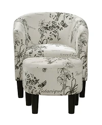Convenience Concepts 26.25" Print Canvas Churchill Accent Chair with Ottoman