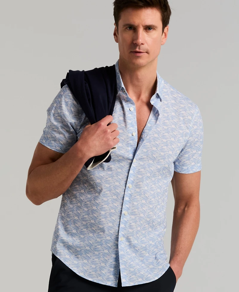 Perry Ellis Men's Wave Print Short-Sleeve Shirt