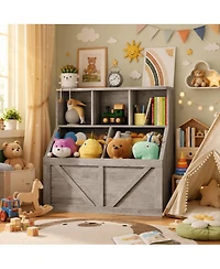 homfan Kids Toy Storage Organizer, Bookshelf and Storage, Toddlers Organizer for Rooms Playroom Bedroom Nursery Daycare