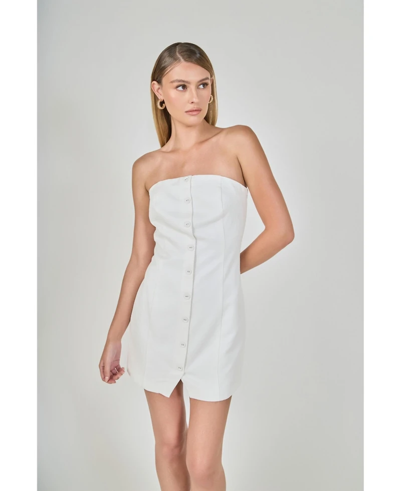 endless rose Women's Linen Strapless Dress