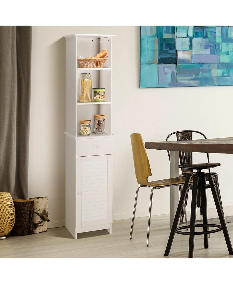 sumyeg Tall Freestanding Bathroom Storage Cabinet with Open Shelves and Drawer