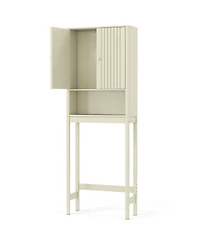 sumyeg Over The bath fixture Storage Cabinet with Fluted Doors Space Saving Organizer