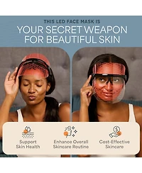 LifePro VizaCure Led Face Mask for Light Therapy - Black Led Mask for Face and Neck Care - Portable Led Light Therapy Device.