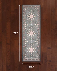 Laura Ashley Printed Chenille Victora Medallion Runner Rug, 24" x 72"