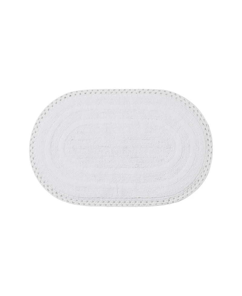 Laura Ashley Camilla Crochet Border Oval Bath Mat