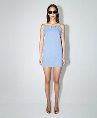 Mango Women's Ruffled Detail Short Checkered Dress