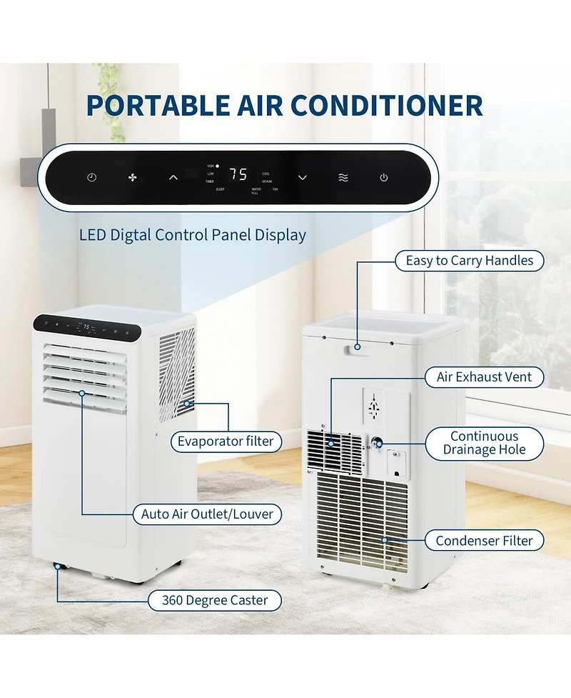 Xo 10,000 Btu Portable 3-in-1 Ac with Remote, Led Display, Sleep Mode