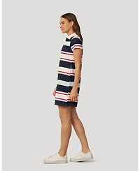 Cable & Gauge Women's Striped Polo Collar Mini Dress
