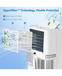 Xo 14,000 Btu Portable Air Conditioner with Cooling, Dehumidification and Fan, Led Touch Panel, Remote and Window Kit