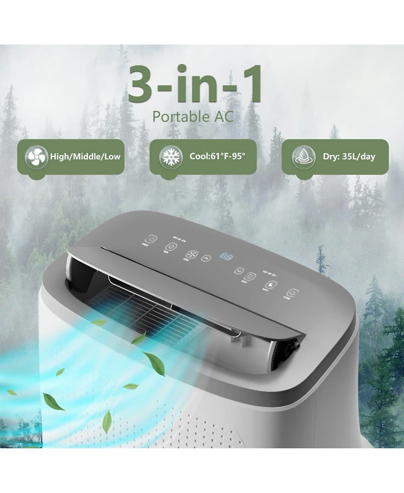 Xo 14,000 Btu Portable Air Conditioner with 3-in-1 Cooling, Dehumidifier and Fan, Quiet Sleep Mode, Remote and Dual Exhaust