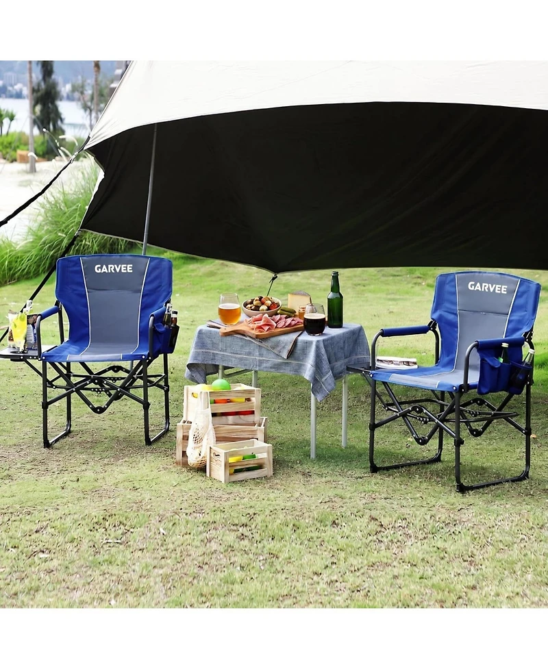 Xo Pack Oversized Heavy Duty Camping Directors Chair, Portable Folding Lawn Chair for Beach, Fishing, Picnic