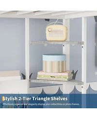 homfan Metal Twin Loft Bed with Desk and Storage Shelves, Space-Saving Frame Guardrails, Ladder Steel Slats