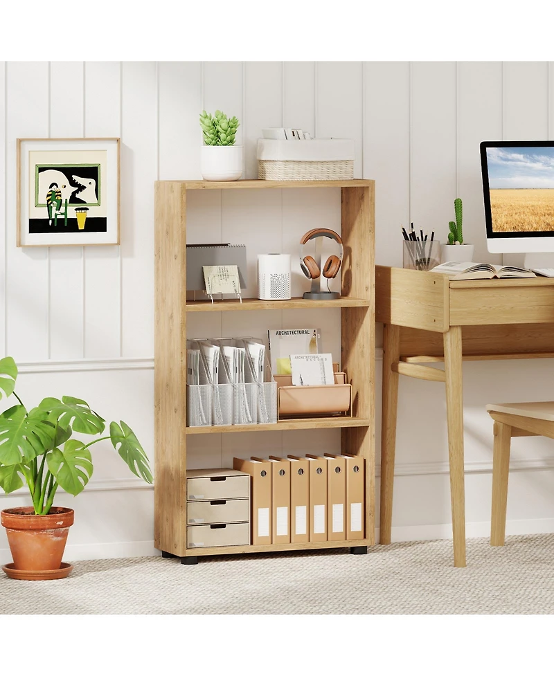 Gymax 2PCS Bookshelf 3-Tier Bookcase w/Anti-Tipping Kit for Living Room Home Office