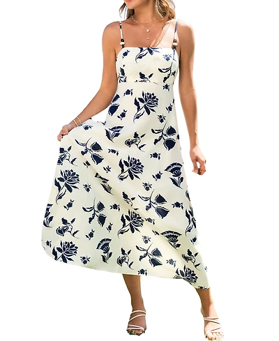 Cupshe Women's Falling Petals Floral Midi Beach Dress