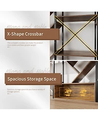 Gaomon Modern Triple 6-Tier Standing Bookshelf - 24 Open Display Shelves, Large Industrial Wooden Bookcase Storage Rack for Living Room, Home