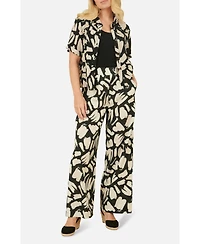 Yumi Women's High Waisted Printed Wide Leg Trousers