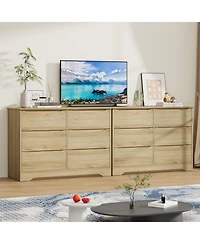 homfan Modern Tall 6-Drawer Wooden Dresser, Spacious Storage Chest with Wide Top for Bedroom, Living Room and Hallway
