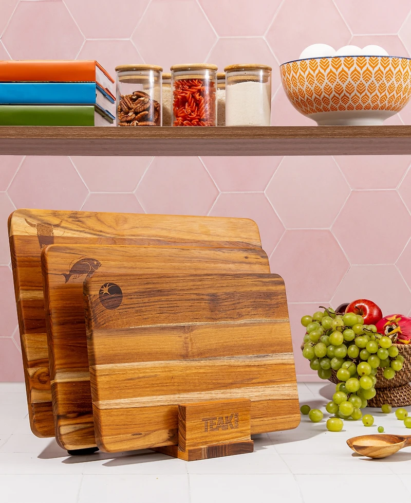 Teakhaus Essential Kitchen Boards With Display Stand Set of 3