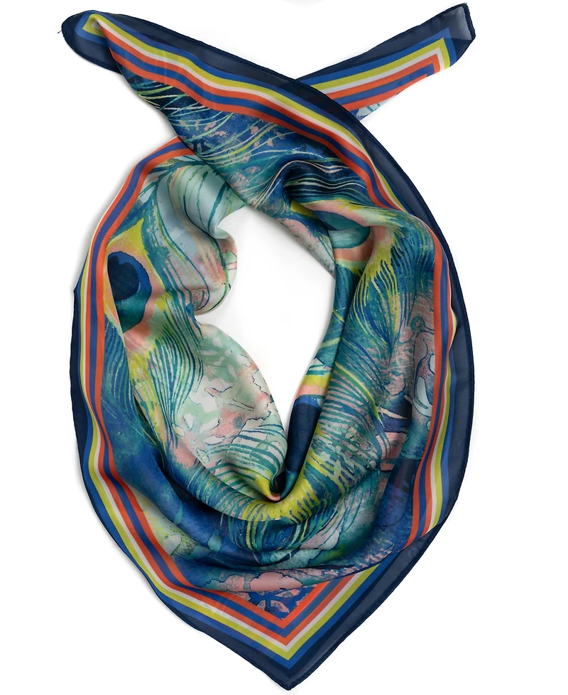 Vince Camuto Peacock Feather Bandana Scarf
