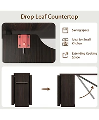 Gaomon Space Saving Folding Dining Table with 2 Tier Storage-Extendable Drop Leaf Farmhouse Kitchen Dining Room Tables Collapsible Expandable