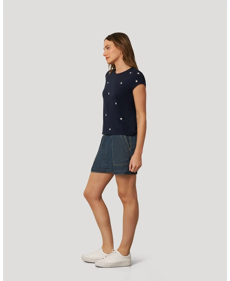Cable and Gauge Women's Printed Star Slub Tee