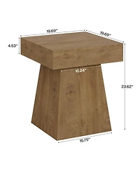 Tribesigns Square Side Table, Farmhouse Small End Table with Wide Base, Rustic Small Nightstand Beside Bed